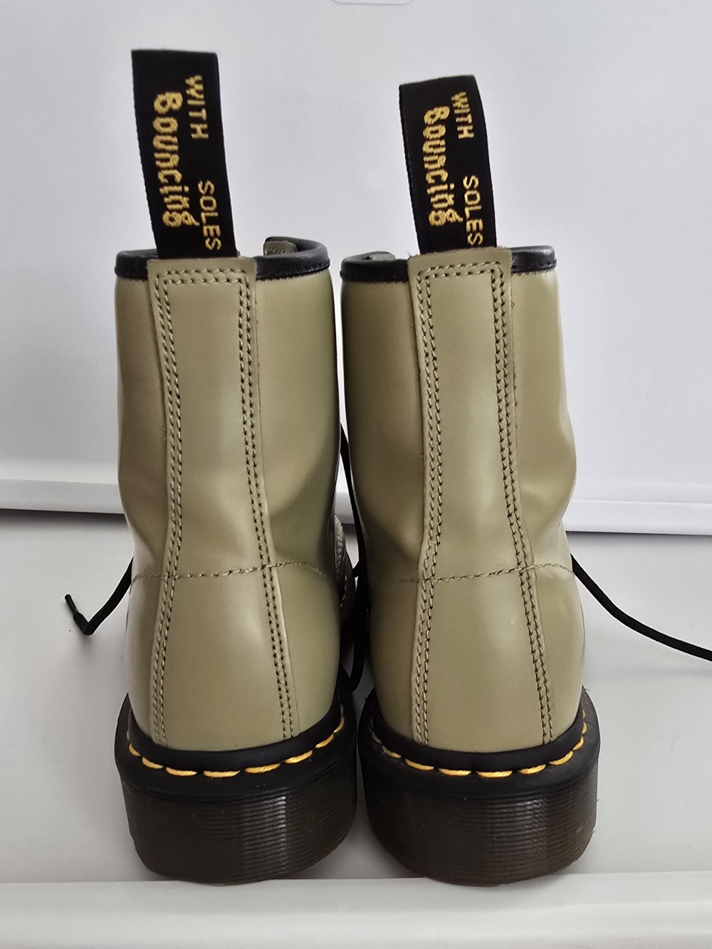 Dr. Martens Smooth Leather Lace-Up Boots in Olive - Picture 6 of 7